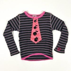 Y2K Musical Notes Striped Top